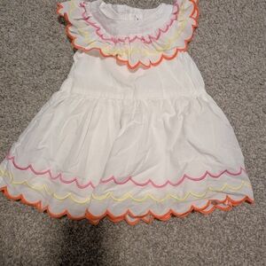 3 For $24 White Dress with Colorful Scalloped Trim